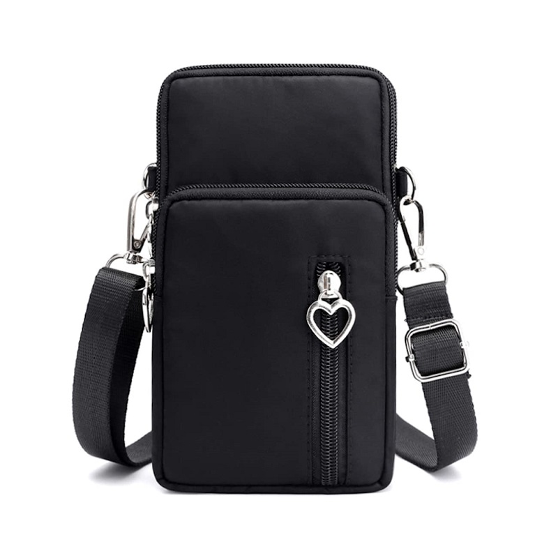 Waterproof Zipper Small Crossbody Wallet Mobile Phone Pouch Women Mini Purse Smartphone Cell Phone Shoulder Sling Bag with Strap