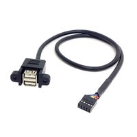 Header Panel Depan USB 2.0 9/10Pin 1 Male ke 2 USB 2.0 Female Y Splitter Mainboard Header Port Extension Cable Adapter