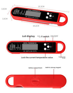 Termômetro de cozinha Doméstico Sonda Dobrável Eletrônica Leitura Instantânea Digital BBQ Grelha De Carne Cozinhar Termômetro Plástico OEM - Product Image 4