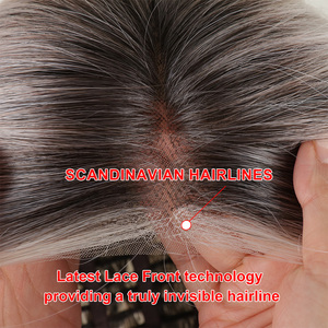 Perruques synthétiques monofilament noires naturelles Julianna Wholesale Futura Fibra sans nœuds, sans colle, avec base en dentelle et monofilament - Product Image 4