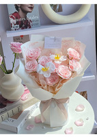Bouquet de roses en savon Manta de 6 cm de diamètre, style influenceur Aierflorist, fleurs artificielles à bords frisés, préservées, faites à la main, DIY floral