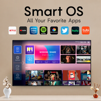 Wholesale 43 50 55 Inch 4K UHD Smart TV Android 15/16 Frameless DVB-T2 S2 Dolby Tempered Glass LED Television Factory Price OEM