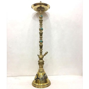 Chicha Farida à trois niveaux en laiton massif peinte à la main pour les voyages, les fêtes et le camping - Style café chicha moderne sur mesure - Product Image 1