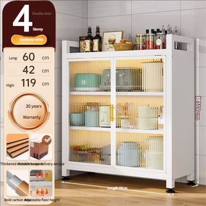 Large Capacity Eco Friendly Waterproof Metal Modern Multifunction <b>Storage</b> Rack Double Door <b>Kitchen</b> Cabinet Microwave Tableware - Product Image 6