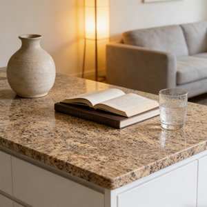 Dalle de granit Giallo California naturel poli de qualité supérieure, moderne, coupée sur mesure pour usage extérieur, design graphique - Product Image 6