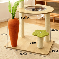 Arbre à chat avec condo, poteau à gratter en sisal, plateforme d'escalade, jouet pour chat peu encombrant pour petit appartement