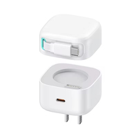 Port USB C GaN Tech 35W PD3.0 Adaptateur de chargeur rapide USB C PD Chargeur mural avec câble rétractable magnétique