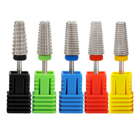Fraise à ongles 5-en-1 en carbure de tungstène à rainure droite pour l'élimination des cuticules et le polissage des ongles