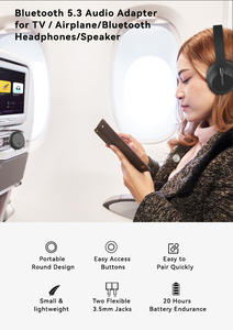 Émetteur <span class=keywords><strong>Bluetooth</strong></span> 5.4 Auracast pour <span class=keywords><strong>TV</strong></span> d'avion LC3, <span class=keywords><strong>adaptateur</strong></span> audio sans fil mini à faible latence pour 2 casques, voiture - Product Image 6