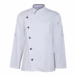 Uniformes de abrigo de Chef hechos en Myanmar precio barato personalizado resistente al fuego cocina blanca tejida conjuntos de uniforme de cocinero OEM acepta el 2017