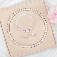 Ensemble de bijoux vintage en perles, collier, bracelet, boucles d'oreilles, perles d'eau douce rondes de 8 à 9 mm, argent 925, style rétro bohème, vente en gros, sur mesure pour femmes