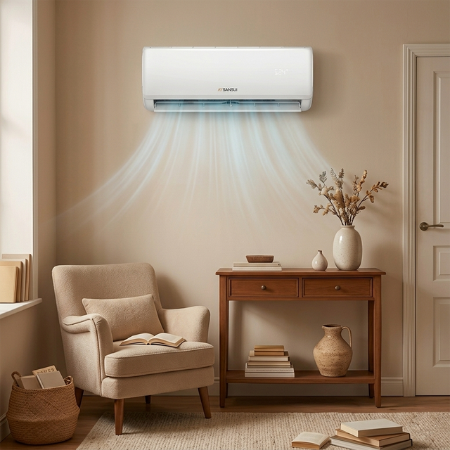 SANSUI 18000Btu Variable Frequency Energy Saving Electric R32 Split Air Conditioner for Home Hotel Office Heating & Cooling