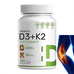 Cápsulas de Gel Suave Veganas 100% a Base de Plantas con Vitamina D3 K2 5000 UI y Aceite de Coco OEM y ODM, Mejoran la Inmunidad y la Densidad Ósea - Product Image 1