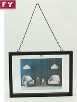 Cadre photo rectangulaire décoratif de bureau au design moderne et luxueux en miroir noir, idéal pour un cadeau d'anniversaire de mariage