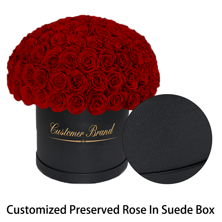Rose adaptée aux besoins du client dans la boîte de daim