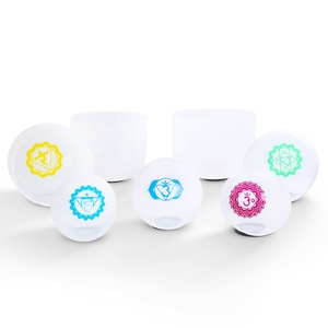 8 inch Chakra thiết kế Frosted thạch anh pha lê hát Bát mô hình năng lượng Lưu ý E năng lượng mặt trời plexus cho thiền tâm tập trung - Product Image 3