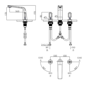 Full Brass Modern 3 Holes Bathroom Basin Faucet Luxury <strong>Crystal</strong> <strong>Knob</strong> Dual Handle Ceramic Valve Core Cold Hot Water Tap - Product Image 5