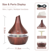 OEM Top Vente 300ml Grain de Bois Mini Diffuseur USB Home Spa Humidificateur d'Air en Bois