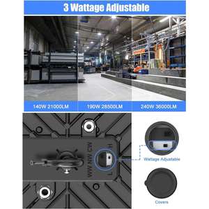 Para UL & DLC Listed 240W para LED High Bay Light 36000 LM 3CCT Sintonizable IP65 Clasificado 5 'Cable Plug para iluminación de almacén 100-277V - Product Image 4