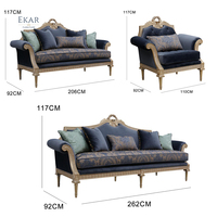 Nouveau design de meubles de canapé classique français rétro: combinaison de canapé de salon