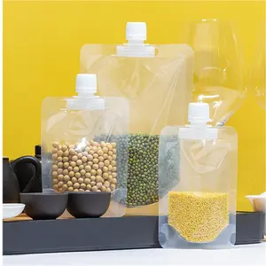 Reusable Durable Takeout Custom Printed Pour Spout Drink Nozzle Top Spout Bodegradable Liquid Bag for Cocking Oil