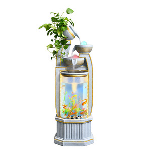 Fontaine d'intérieur en résine Quanfangyuan avec circulation d'eau, décoration d'aquarium et éclairage pour aménagement paysager au sol - Product Image 5