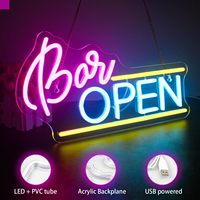 Enseigne au néon ouverte LED IP65 Dimmable Décoration murale pour les entreprises et les cadeaux des cavernes de l'homme Forme personnalisable Support mural/suspendu
