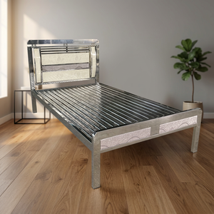 <b>Adjustable</b> Modern Industrial <b>Single</b> Queen Stainless Steel Box Spring <b>Bed</b> Frame Storage Durable Inox 304/201 for Home School Use - Product Image 3