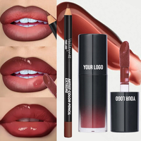 Kit de gloss et crayon à lèvres liquide 2-en-1 hydratant végétalien longue tenue waterproof effet repulpant