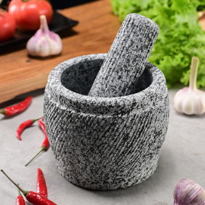 Hand Carved Stone Mortar And Pestle Bluestone Natural Stoneware Herb Spice Grinder Manual Durable Household Commercial Use - Product Image 2