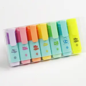 Conjunto de canetas marcadoras coloridas em pastel mini: kit com 7 peças e bônus de Neon Amarelo grátis