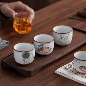 Tasse à thé au design <span class=keywords><strong>chat</strong></span>, tasse à thé Kung Fu, céramique de kaki, porcelaine antique Ru, ensemble de tasses à thé de maître, boîte cadeau en porcelaine - Product Image 3