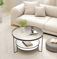 Petite table basse ronde en verre trempé personnalisée avec pied en métal pour le salon