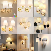 Lampe murale LED moderne en métal pour chambre à coucher, luminaire créatif en tissu pour salon, abat-jour en tissu, lampe murale en arc