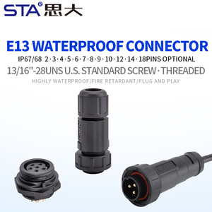 E13 connettore a spina impermeabile a vite filettata anteriore posteriore attacco PCB presa 2 3 4 5 6 7 8 10 12 14pin - Product Image 2