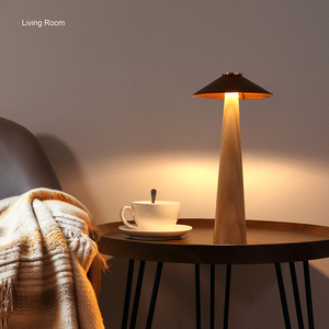 Lampada da Tavolo a <span class=keywords><strong>LED</strong></span> Ricaricabile Touch Dimmerabile DC, Design Europeo in Legno, per Hotel, Bar, Caffetterie, Sale Lettura - Offerta Speciale - Product Image 4