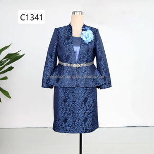 High Quality Black <b>Three</b>-piece Floral Formal Anti-wrinkle Button Painted Knee-Length Plus Size Women's Church Dress Suit for - Product Image 2