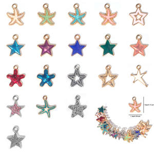 J - Colgante de Estrella de Mar Colorida con Circonitas y Baño de Oro para Niños, Estilo Clásico, Superventas, Accesorios de Joyería DIY con Esmalte, Pequeño Colgante - Product Image 1