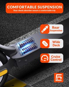 Patinete eléctrico 5th Wheel <span class=keywords><strong>V30Pro</strong></span> con llantas de 10 pulgadas, motor sin escobillas, 18 MPH, alcance de 19.9 millas, cuadro de aluminio, suspensión trasera, plegable - Product Image 6