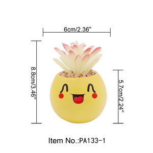 Vasi Moderni Personalizzati Economici in Ceramica Gialla Smaltata a Forma di Faccina Sorridente, Piccoli Vasi per <span class=keywords><strong>Fiori</strong></span> e Piante Grasse Artificiali per Decorazioni Domestiche di Capodanno - Product Image 3
