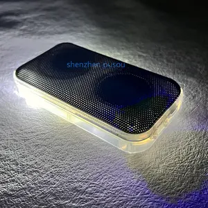 Altavoz Bluetooth de cristal transparente, altavoz estéreo de alta fidelidad con luz Led colorida, Tws