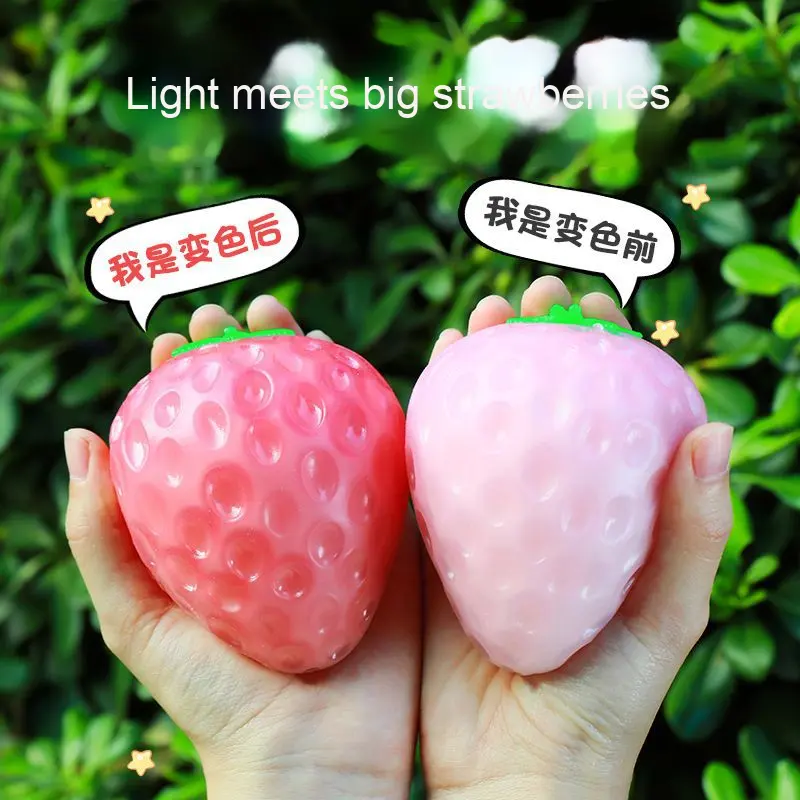 Sky Large Stress Relief Toy Creative Vent Ball Kids Light-Color Changing Strawberry Squeeze Toy Internet Celebrity Relief