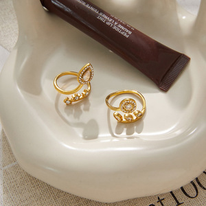 18K PVD 金不锈钢开口可调节戒指，镶有锆石，星形泪滴眼形可叠戴指环，适合女士 - Product Image 6
