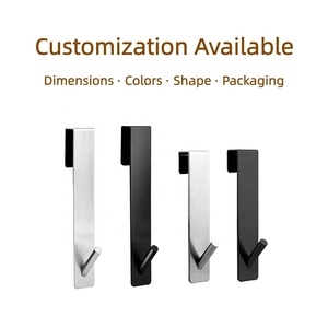 Устойчивая Металлическая Вешалка из нержавеющей стали без необходимости Сверления для ванной комнаты с крючком для стеклянной двери, подвесная вешалка для полотенец и одежды - Product Image 2