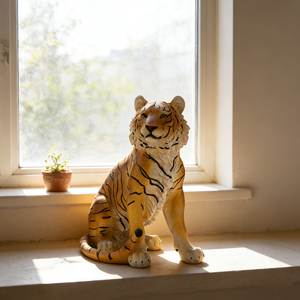 Escultura de Tigre Realista en Resina con Piel Rayada Realista, Decoración Artesanal para Sala de Estar u Oficina, Estatua de Animal Majestuoso - Product Image 4