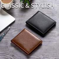Dompet Paspor Kulit Asli Logo Kustom untuk Pria, Penutup Paspor Lipat Tipis dengan Jendela ID dan Banyak Slot Kartu