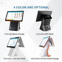 Hongkai Model 566 Windows/Android 7.1 Layar Sentuh Kapasitif 15.6 inci Terminal POS All-in-One Restoran Layar Ganda Thermal