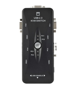 4端口集线器USB 2.0 <span class=keywords><strong>KVM</strong></span> VGA/SVGA开关盒适配器连接打印机智能键盘鼠标4台电脑使用1台显示器 - Product Image 1