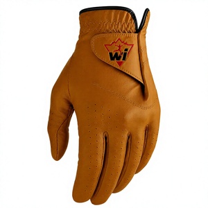 Gant de golf classique en cuir marron pour l'entraînement en extérieur, respirant, antidérapant, avec fermeture auto-agrippante, ajustement flexible et durable - Product Image 1