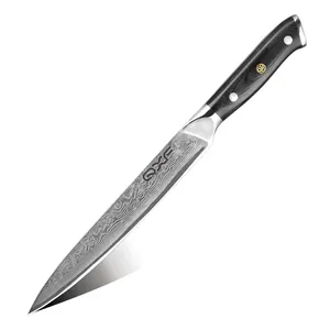 Coltello da cucina forgiato a 67 strati in acciaio damasco di alta qualità per affettare la carne con manico G10